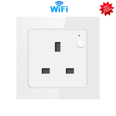 Tuya Wifi Smart 16 Amp সকেট UK রিমোট/ভয়েস কন্ট্রোল গ্লাস প্যানেল স্মার্ট ইলেকট্রিক্যাল আউটলেট