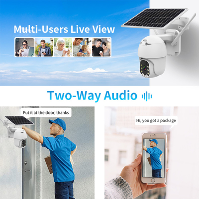 Glomarket Solar PTZ Camera Wifi Built-In Speaker 2MP Life Low Power Smart Battery Wireless Camera System For Home