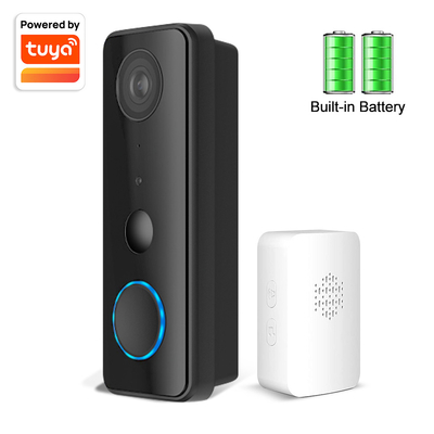Tuay স্মার্ট অডিও ডোরবেল ওয়াইফাই HD 1080p IP65 ওয়াটারপ্রুফ PIR বিল্ট-ইন ব্যাটারি টু-ওয়ে