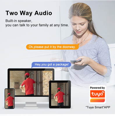 Tuay স্মার্ট অডিও ডোরবেল ওয়াইফাই HD 1080p IP65 ওয়াটারপ্রুফ PIR বিল্ট-ইন ব্যাটারি টু-ওয়ে