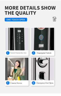 গ্লোমার্কেট কারখানার দাম ওয়াইফাই অ্যাপ স্মার্ট ডোর লক মুখের স্বীকৃতি সহ বায়োমেট্রিক ফিঙ্গারপ্রিন্ট সের্রাডুরা সমর্থন ইন্টারকম ফাংশন