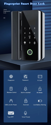 Glomarket Tuya স্মার্ট গ্লাস ডোর লক বায়োমেট্রিক ফিঙ্গারপ্রিন্ট BLE স্মার্ট ইলেকট্রনিক লক অফিসের জন্য গ্লাস ডোর