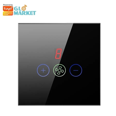 Glomarket Tuya স্মার্ট ওয়াইফাই সিলিং ফ্যান সুইচ Eu স্ট্যান্ডার্ড গ্লাস টাচ ওয়াল অ্যাপ রিমোট কন্ট্রোল বৈদ্যুতিক ফ্যান গতি সুইচ