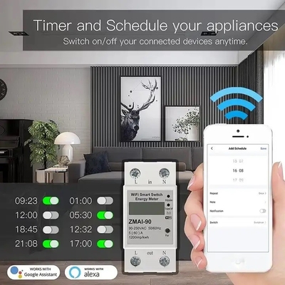 Glomarket Wifi Tuya/Smart Life অ্যাপ রিমোট কন্ট্রোল স্মার্ট সার্কিট প্রটেক্টর রিলে ডিভাইস সুইচ ব্রেকার এনার্জি মিটার